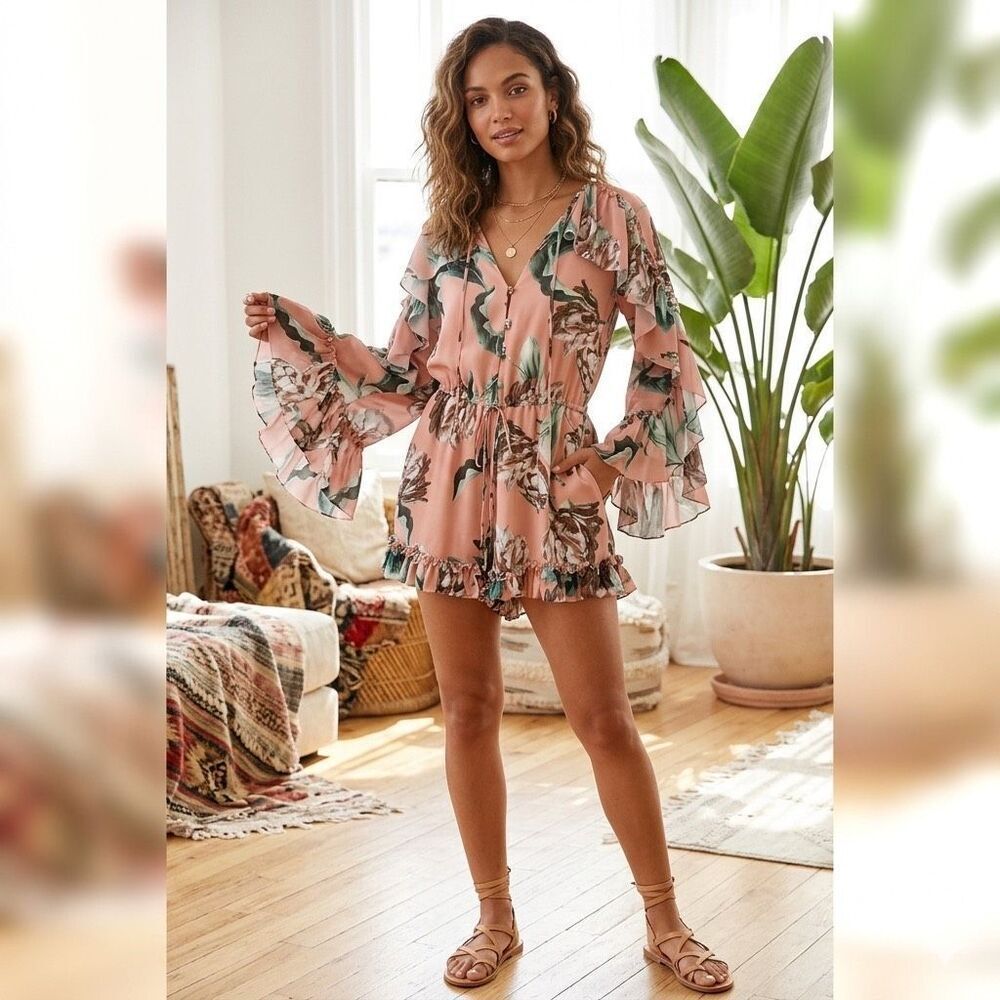 PatBO Botanica floral ruffled romper Size 2